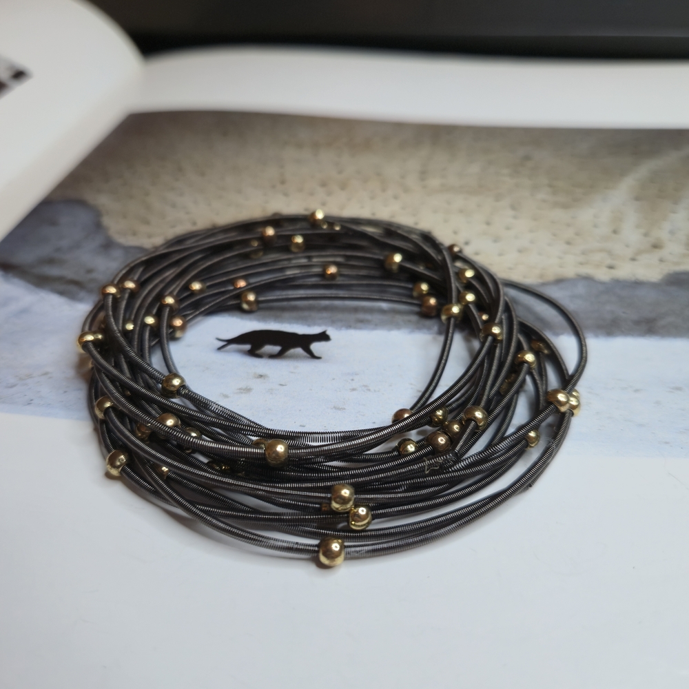 Wire Bracelet Gold Beaded - 14 Bracelets